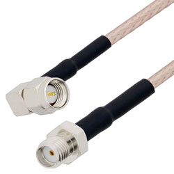 Picture of SMA Male Right Angle to SMA Female Cable Assembly using RG316-DS Coax, 1.5 FT with HeatShrink