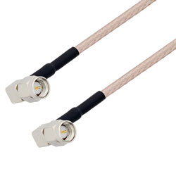 Picture of SMA Male Right Angle to SMA Male Right Angle Cable Assembly using RG316-DS Coax, 1 FT with HeatShrink