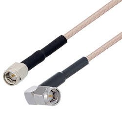 Picture of SMA Male to SMA Male Right Angle Cable Assembly using RG316-DS Coax, 0.5 FT