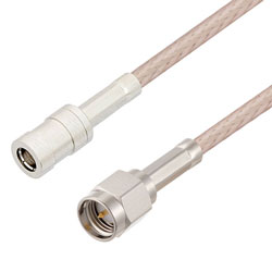 Picture of SMA Male to SMB Plug Right Angle Cable Assembly using RG316-DS Coax, 1 FT