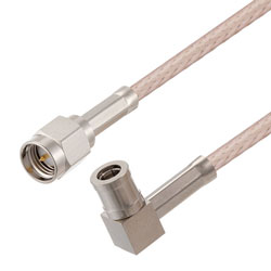 Picture of SMA Male to SMB Plug Right Angle Cable Assembly using RG316-DS Coax, 1 FT , LF Solder