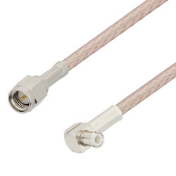 Picture of SMA Male to MCX Plug Right Angle Cable Assembly using RG316-DS Coax, 4 FT , LF Solder