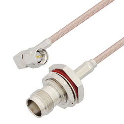 Picture of SMA Male Right Angle to TNC Female Bulkhead Cable Assembly using RG316-DS Coax, 4 FT