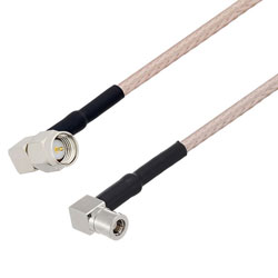 Picture of SMA Male Right Angle to SMB Plug Right Angle Cable Assembly using RG316-DS Coax, 0.5 FT with HeatShrink