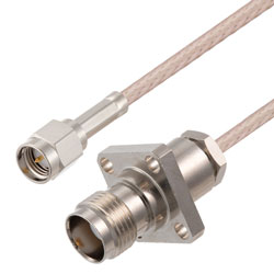 Picture of SMA Male to TNC Female 4 Hole Flange Cable Assembly using RG316-DS Coax, 0.5 FT