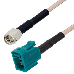 Picture of SMA Male to FAKRA Jack Cable Assembly using RG316-DS Coax, 0.5 FT with HeatShrink