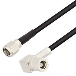 Picture of SMA Male to SMB Plug Right Angle Cable Assembly using RG174 Coax, 4 FT with HeatShrink