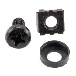 Picture of 50 pack M6 cage nut set(50ea, M6 screws,M6 cage nuts, M6 washers). Black