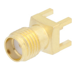 Picture of 18 GHz SMA Female Connector Solder Attachment Thru Hole PCB, .201 inch x .059 inch Hole Spacing
