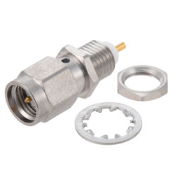 Picture of 18 GHz SMA Male Bulkhead Mount Connector Solder Attachment Solder Cup Terminal, .235 inch D Hole