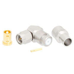 Picture of 18 GHz SMA Male Right Angle Precision Connector Clamp/Solder Attachment for 142 Low Loss