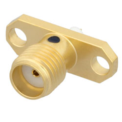 Picture of 18 GHz SMA Female Connector Solder Attachment 2 Hole Flange Mount Stub Terminal