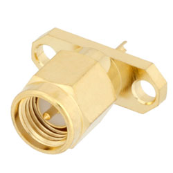 Picture of 18 GHz SMA Male Connector Solder Attachment 2 Hole Flange Mount Solder Cup Terminal