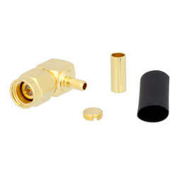 Picture of 12.4 GHz SMA Male Right Angle Connector Crimp/Solder Attachment for RG316, RG174, RG188