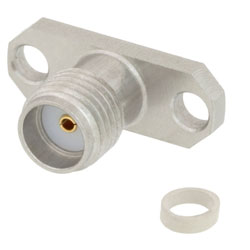 Picture of 18 GHz SMA Female Field Replaceable Connector With EMI Gasket 2 Hole Flange Mount .012 inch Pin