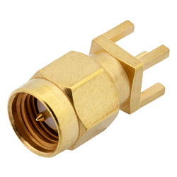 Picture of 18 GHz SMA Male Connector Solder Attachment Thru Hole PCB, .200 inch x .067 inch Hole Spacing