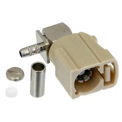 Picture of FAKRA Jack Right Angle Connector Crimp/Solder Attachment for RG174, RG316, RG188, .100 inch, LMR-100, Beige Color