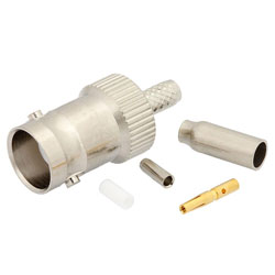 Picture of BNC Female Connector Crimp/Solder Attachment for RG174, RG316, RG188, LMR-100,  0.100 inch