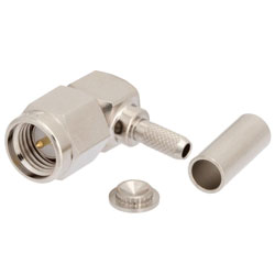 Picture of SMA Male Right Angle Connector Crimp/Solder Attachment for RG188-DS, RG316-DS
