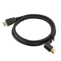Picture of HDMI 2.0 90 degree Left Angle, M/M, Black PVC Shell with black nylon braid cable, Support 4K@60HZ, 3M