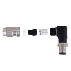 Picture of Right Angle M12 4 Pin A-Code Male Field Termination Connector, 23-20AWG
