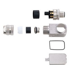 Picture of Shielded M12 8 Pin A-Code Male Right Angle Field Termination Connector, 24-20AWG