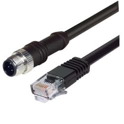 Picture of M12 4 Position D-Coded Male/RJ45 Male Cable Assembly, 1.0m