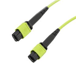 Picture of MPO no pins to MPO no pins, 8 fiber,Type A,OM5 50/125um Multimode, OFNR Jacket, Lime Green, 10 meter