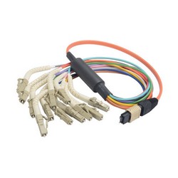 Picture of MPO Male to 12x Flex LC Fan-out, 12 Fiber Ribbon, OM1 62.5/125 Multimode, OFNR Jacket, Orange, 0.5m