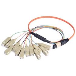 Picture of MPO Male to 12x SC Fan-out, 12 Fiber Ribbon, OM2 50/125 Multimode, OFNR Jacket, Orange, 1.0m