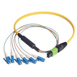 Picture of MPO Male to 6x LC Fan-out, 6 Fiber Ribbon, 9/125 Singlemode, OFNR Jacket, Yellow, 0.5m