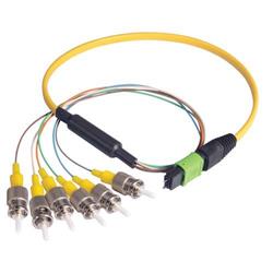 Picture of MPO Male to 6x ST Fan-out, 6 Fiber Ribbon, 9/125 Singlemode, OFNR Jacket, Yellow, 10.0m