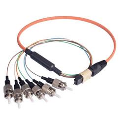 Picture of MPO Male to 6x ST Fan-out, 6 Fiber Ribbon, OM1 62.5/125 Multimode, OFNR Jacket, Orange, 10.0m