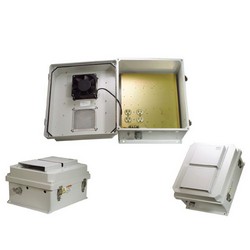 Picture of 14x12x7 Inch 120 VAC Weatherproof Enclosure with Heater and 85° Turn-on Cooling Fan