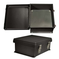 Picture of 12x10x5" UL® Listed Black Weatherproof Industrial NEMA Enclosure w/Blank Aluminum Mounting Plate