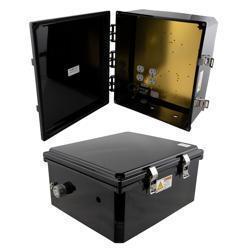 Picture of 14x12x06 UL Listed Polycarbonate Weatherproof NEMA 4X IP66 Enclosure, 120 VAC Mount Plate, Black