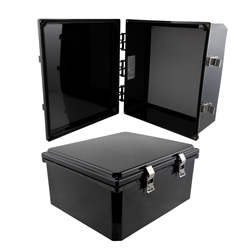 Picture of 14x12x06 UL Listed Polycarbonate Weatherproof Outdoor IP66 NEMA 4X Enclosure, Kit Bundled w/ Blank Plastic Mount Plate Black