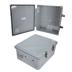 Picture of 14x12x06 Polycarbonate Weatherproof NEMA 4X Enclosure, Modified Base Dark Gray