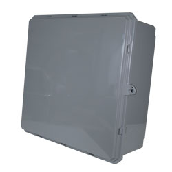 Picture of 24x24x10 UL® Listed Polycarbonate Weatherproof Outdoor IP68 NEMA 6P Enclosure, Dark Gray