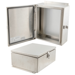 Picture of 12x10x06 UL Listed Stainless Steel Weatherproof Outdoor IP66 NEMA 4X Enclosure Kit, bundled w/Aluminum Blank Mount Plate