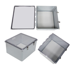 Picture of 18x16x10 UL® Listed Polycarbonate Weatherproof NEMA 4X Enclosure /Non-Metallic Mount Plate, Clear Lid DKGY