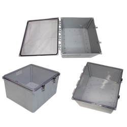 Picture of 18x16x10 UL® Listed Polycarbonate Weatherproof NEMA 4X Enclosure, Clear Lid DKGY