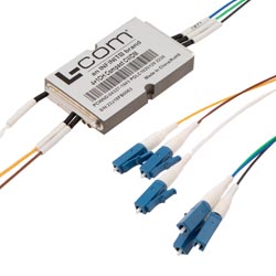 Picture of Passive CWDM, Compact Demux, 4 channel, starting at 1551nm, 20 nm spacing, 900um 1m fiber, LC-UPC w/ Express Port