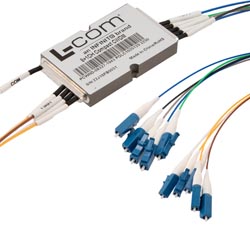 Picture of Passive CWDM, Compact Demux, 8 channel, starting at 1471nm, 20 nm spacing, 900um 1m fiber, LC-UPC w/ Express Port