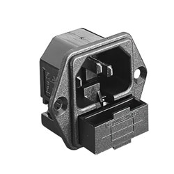 Picture of 3 Pole Flange Mount Fused IEC inlet connector