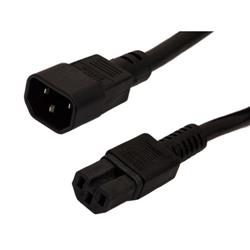 Picture of High Temperature Power Cord - C14 to C15 - 15 Amp - 1 FT - Black