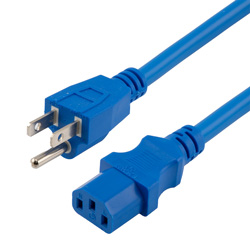 Picture of Universal CPU Power Cord - Nema 5-15P to C13 - 15 Amp - 3 FT - Blue