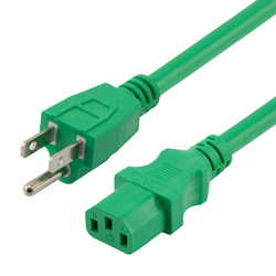 Picture of Universal CPU Power Cord - Nema 5-15P to C13 - 15 Amp - 6 FT - Green