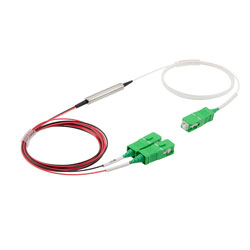 Picture of Passive PM DWDM, Field Unit (5.5mmX35mm) Barrel Style, 1 Channel, 100 GHz spacing, start Ch 21, .9mm, 1M cable with SC/APC connectors.
