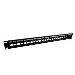 Picture of 1.75"x19" (1U) 24 Port Shielded Keystone Slots panel with Cable Manager